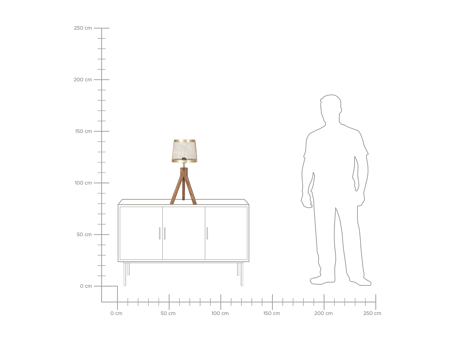 Tischlampe Mango-Holz dunkelbraun mit Schirm Trommelform Gitter-Design Beki