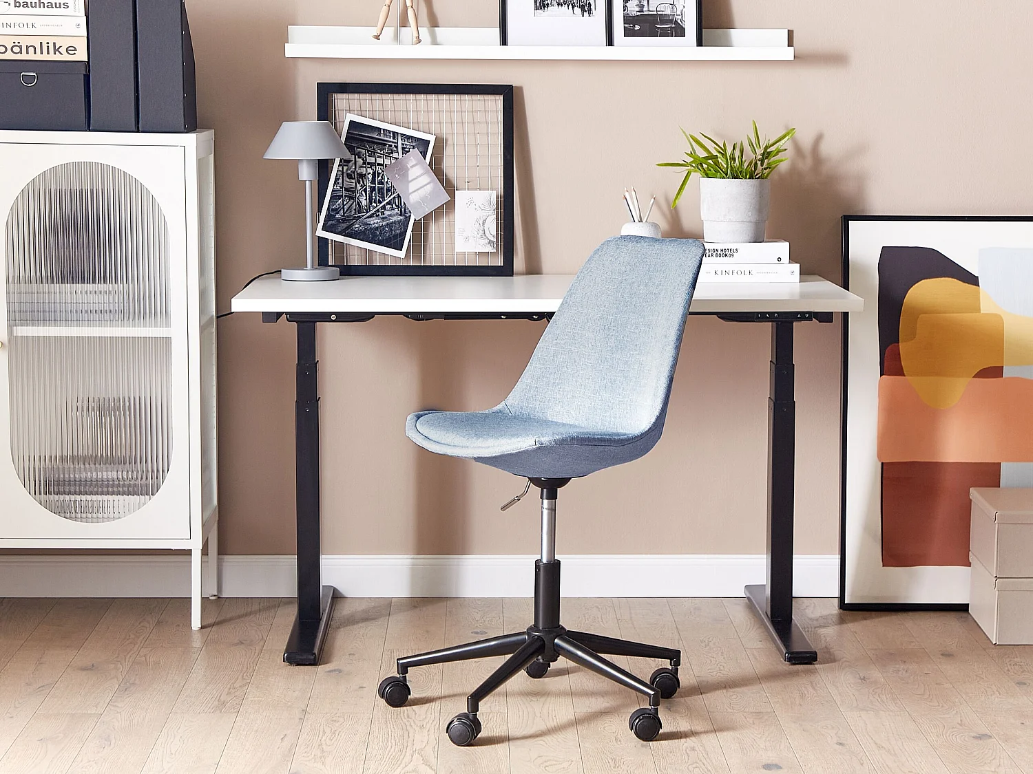 Chaise de bureau DAKOTA Tissu Bleu clair
