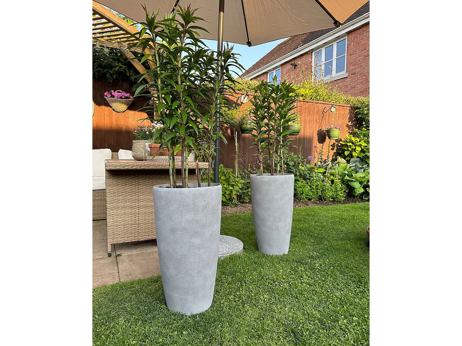Set mit 2 Blumentöpfen ABDERA Stein 31 cm Grau