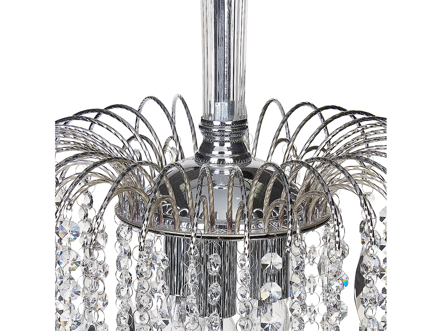 Traditionelle Vintage Kronleuchter Hängeleuchte Pendelleuchte Glas Kristalle 3 Licht Metall Silber Orara