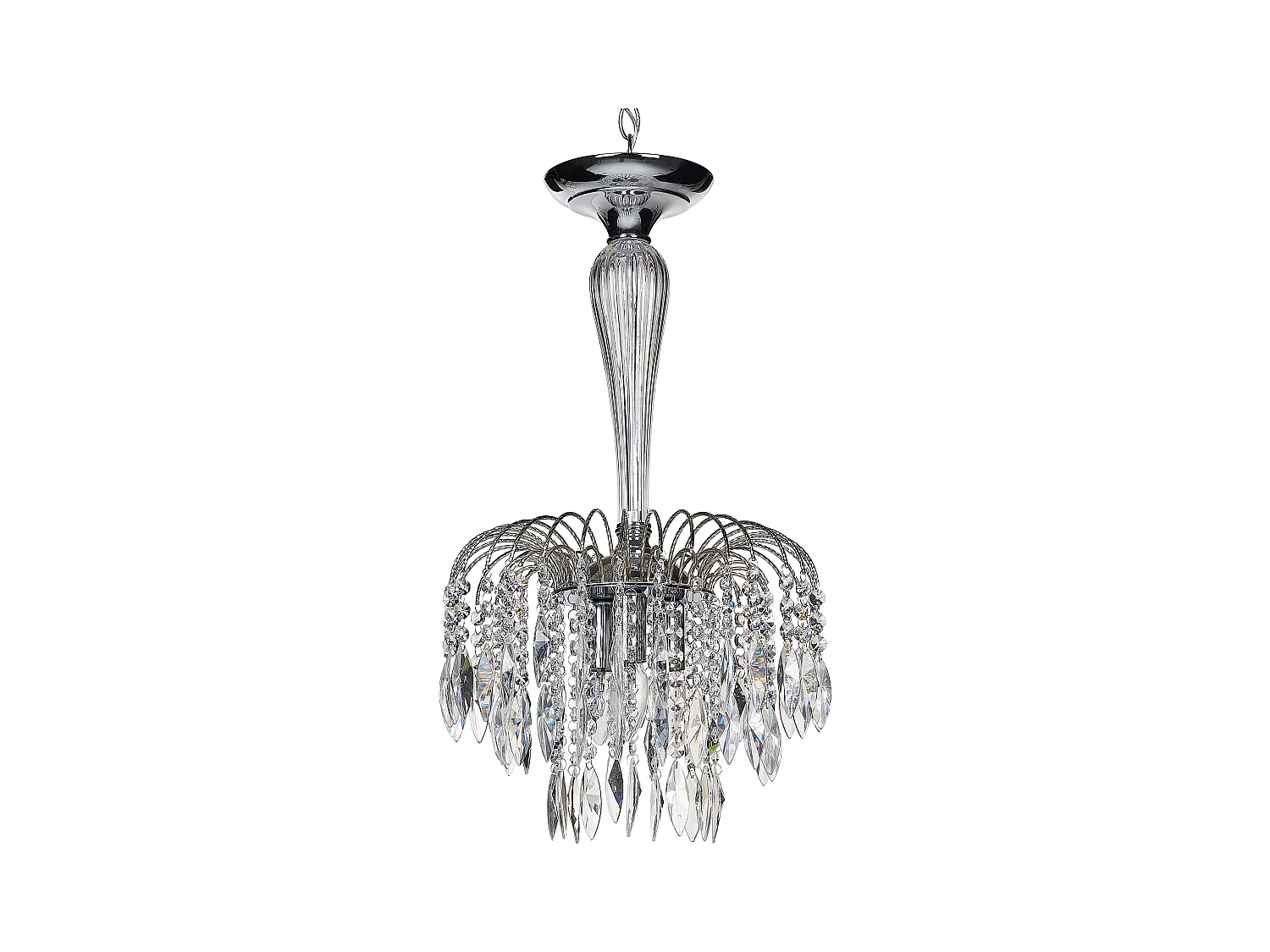 Traditionelle Vintage Kronleuchter Hängeleuchte Pendelleuchte Glas Kristalle 3 Licht Metall Silber Orara