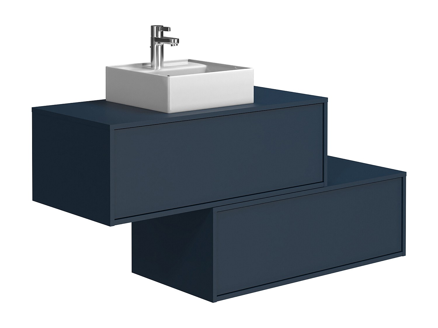 Waschbeckenunterschrank hängend mit Einzelwaschbecken & zwei Schubladen - D günstig online kaufen