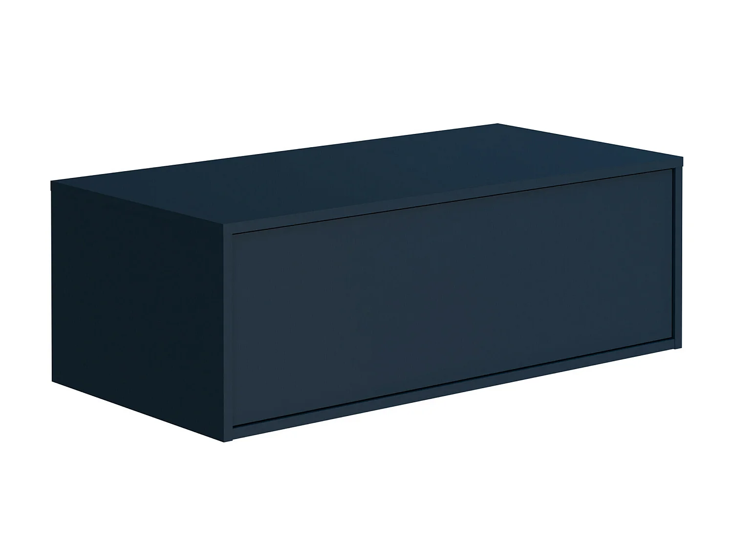 Meuble de salle de bain suspendu bleu nuit avec simple vasque carrée et deux tiroirs - 94 cm - TEANA II