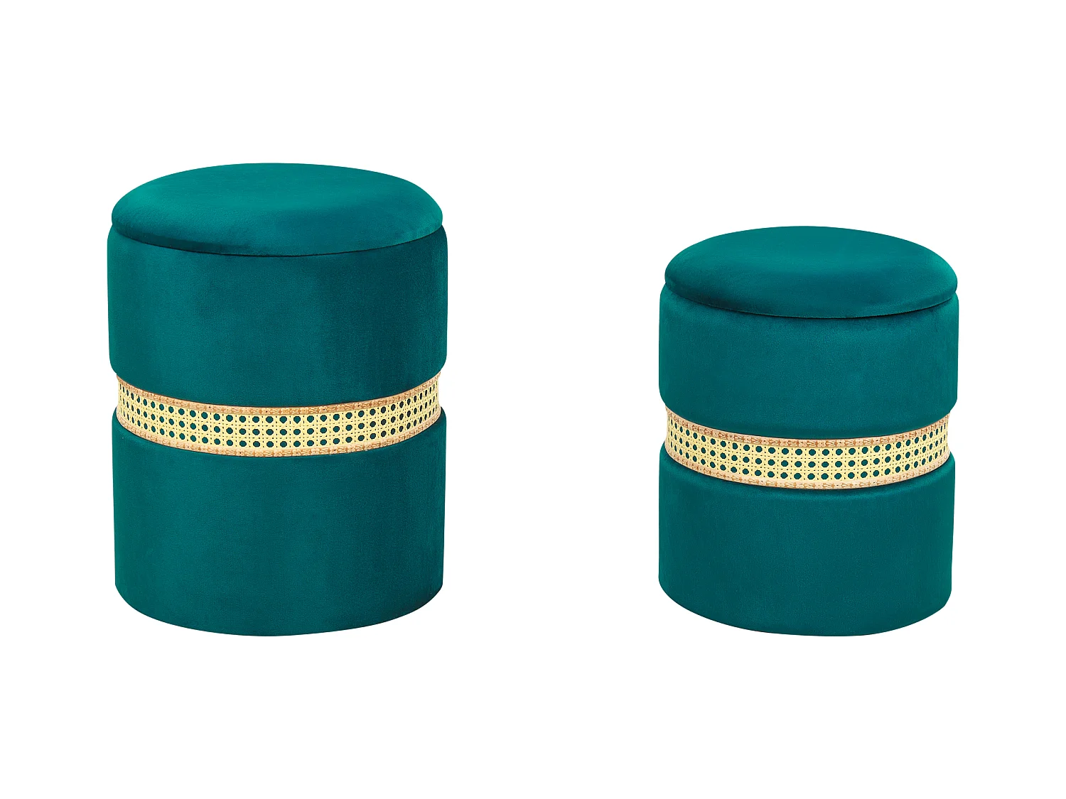 Lot de 2 poufs coffre en velours vert MEDFORD