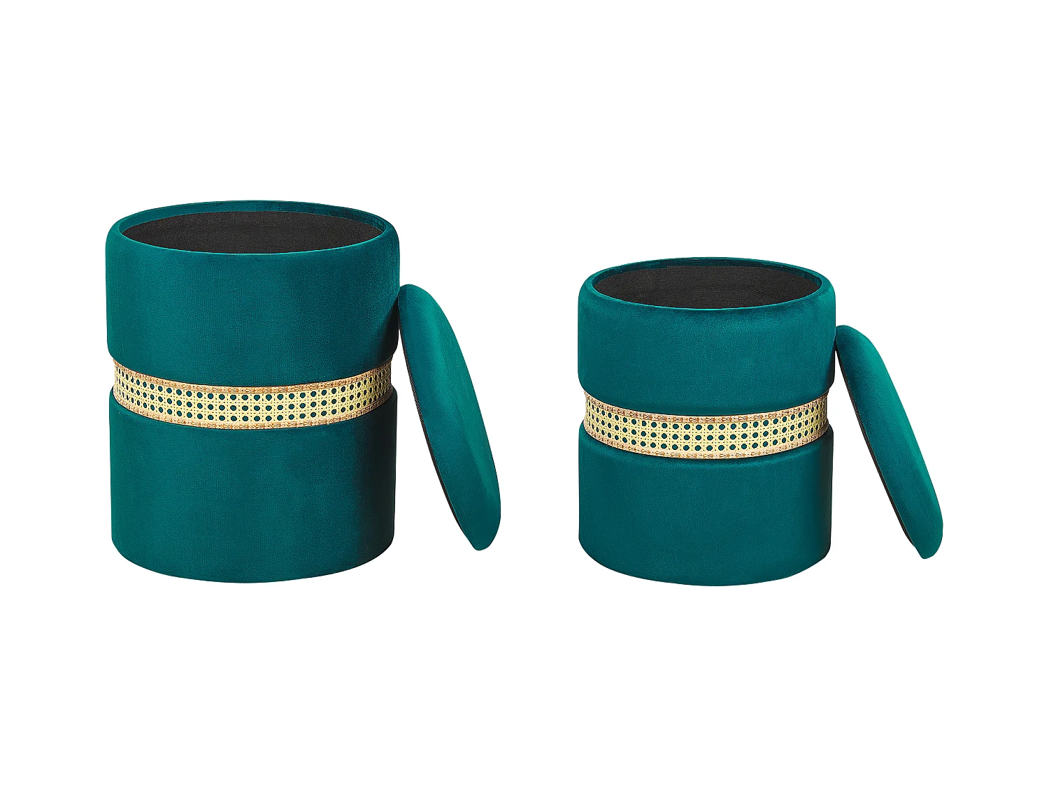Lot de 2 poufs coffre en velours vert MEDFORD