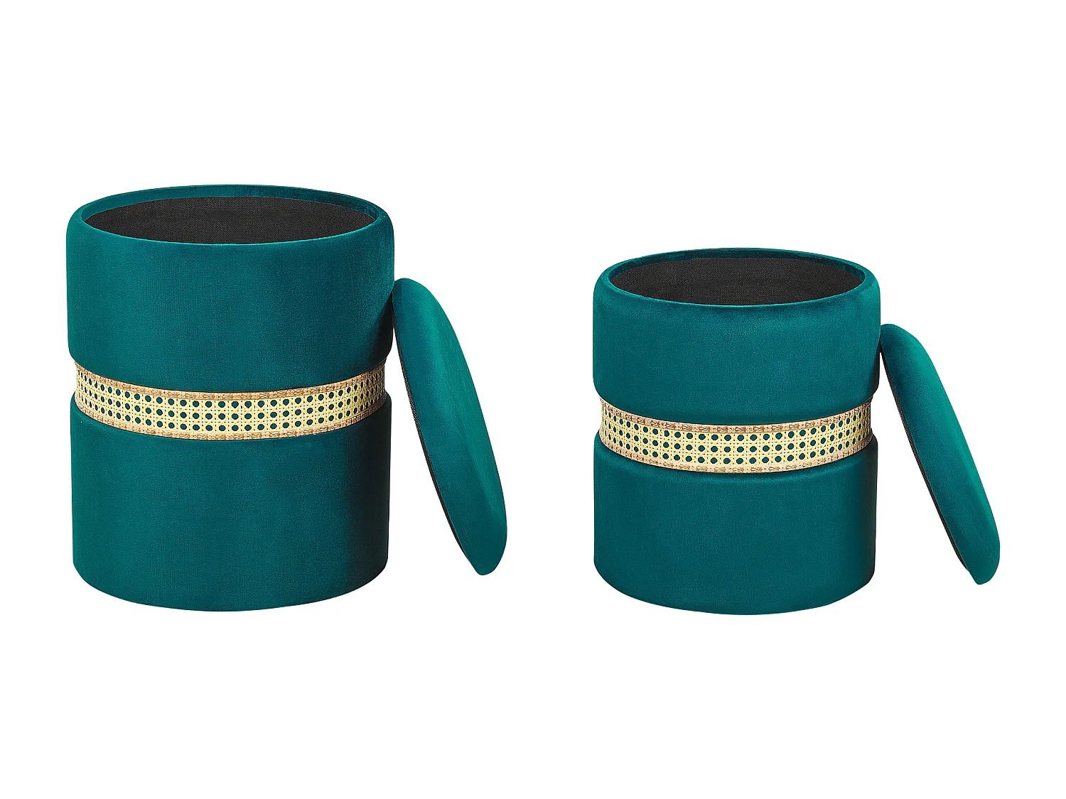 Lot de 2 poufs coffre en velours vert MEDFORD