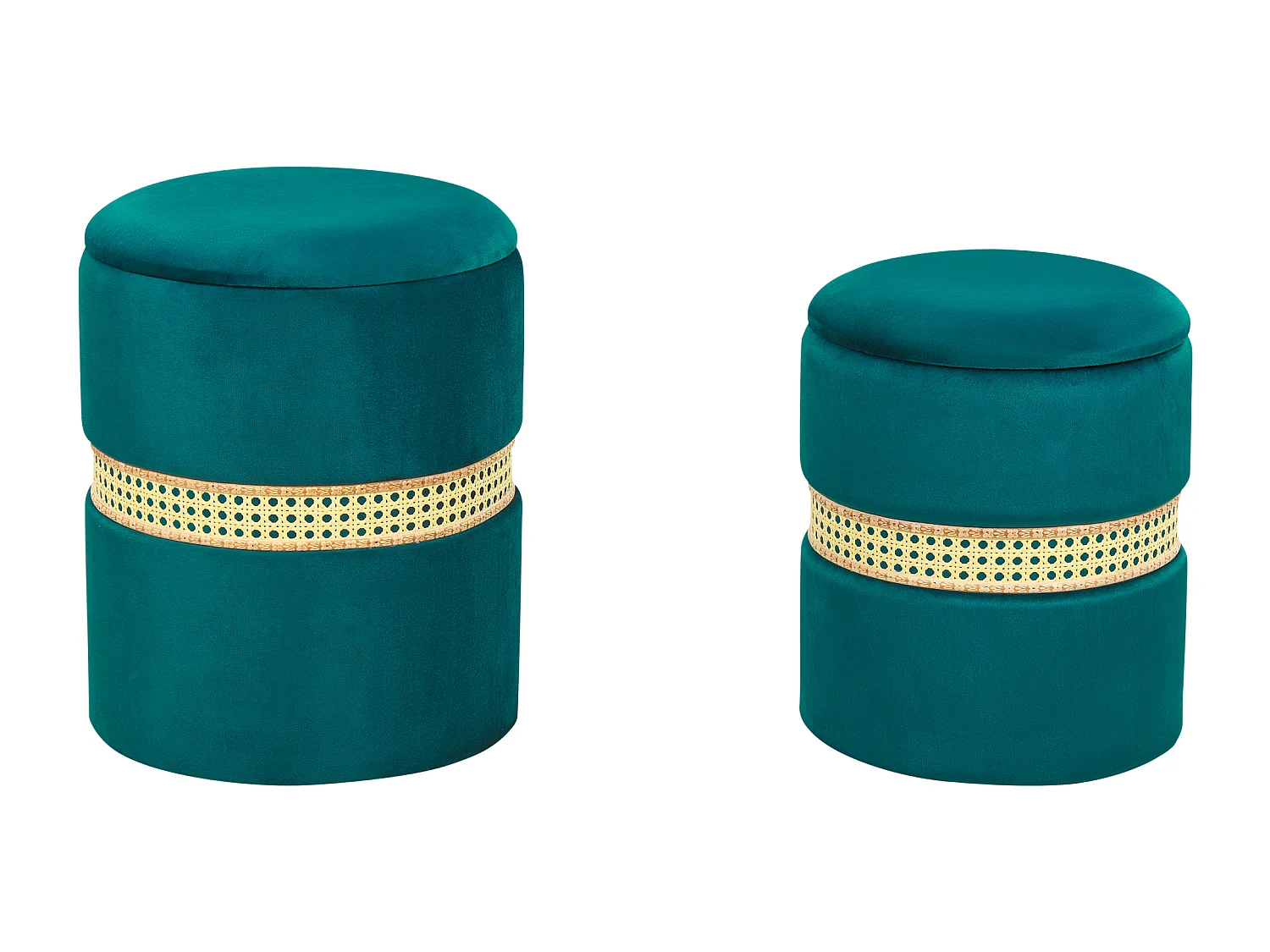 Pouf mit Stauraum Samtstoff blaugrün 2er Set MEDFORD