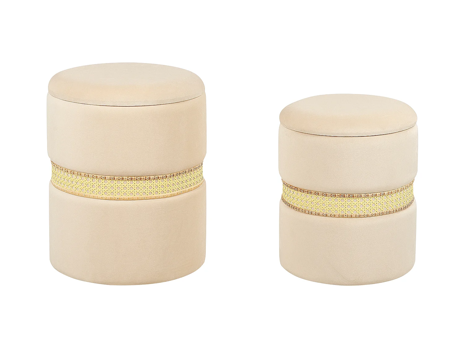 Lot de 2 poufs avec rangement MEDFORD Velours Beige clair