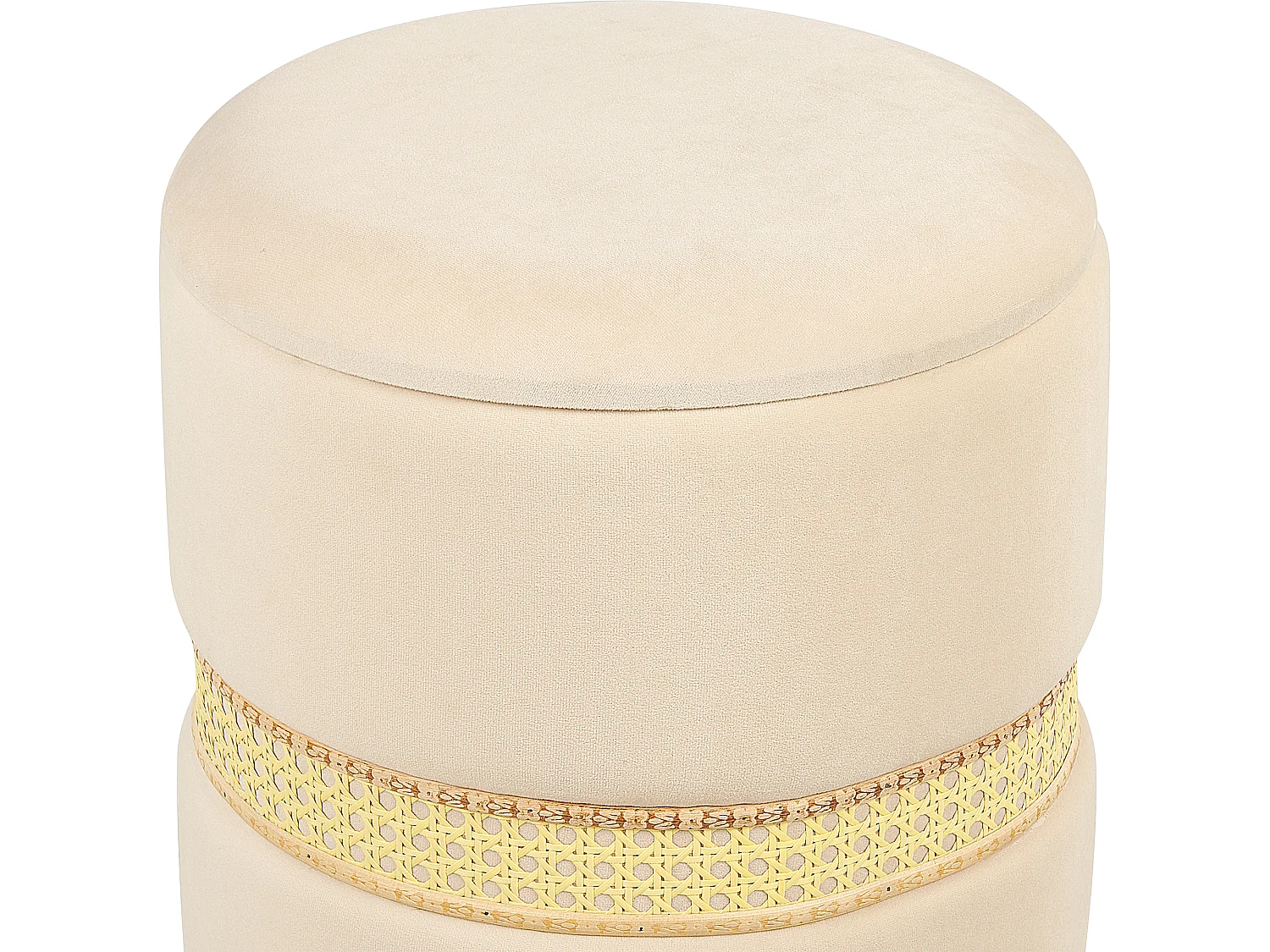 Lot de 2 poufs avec rangement MEDFORD Velours Crème 30/34 cm 30/34 cm 38/43 cm