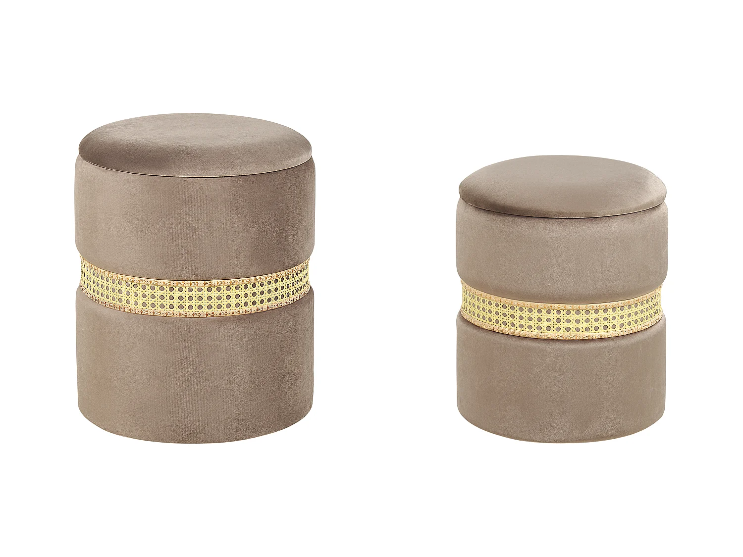 Lot de 2 poufs avec rangement MEDFORD Velours Taupe