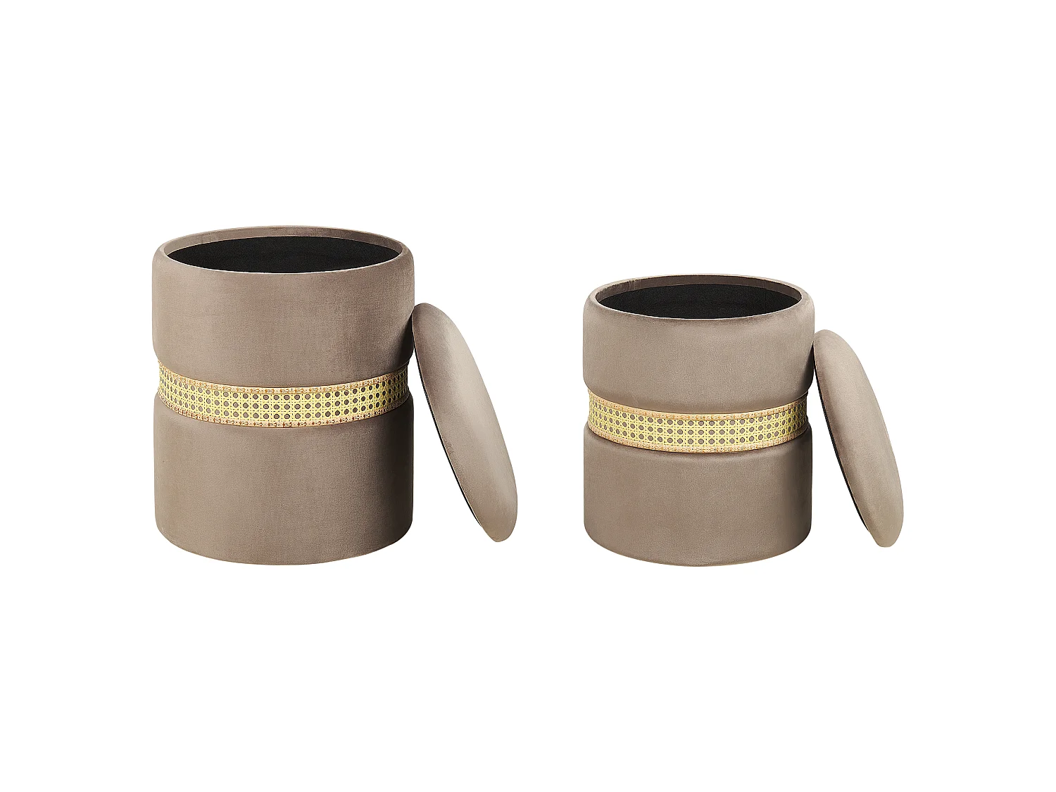 Set di 2 pouf contenitore MEDFORD Velluto Tortora 30/34 cm 30/34 cm 38/43 cm