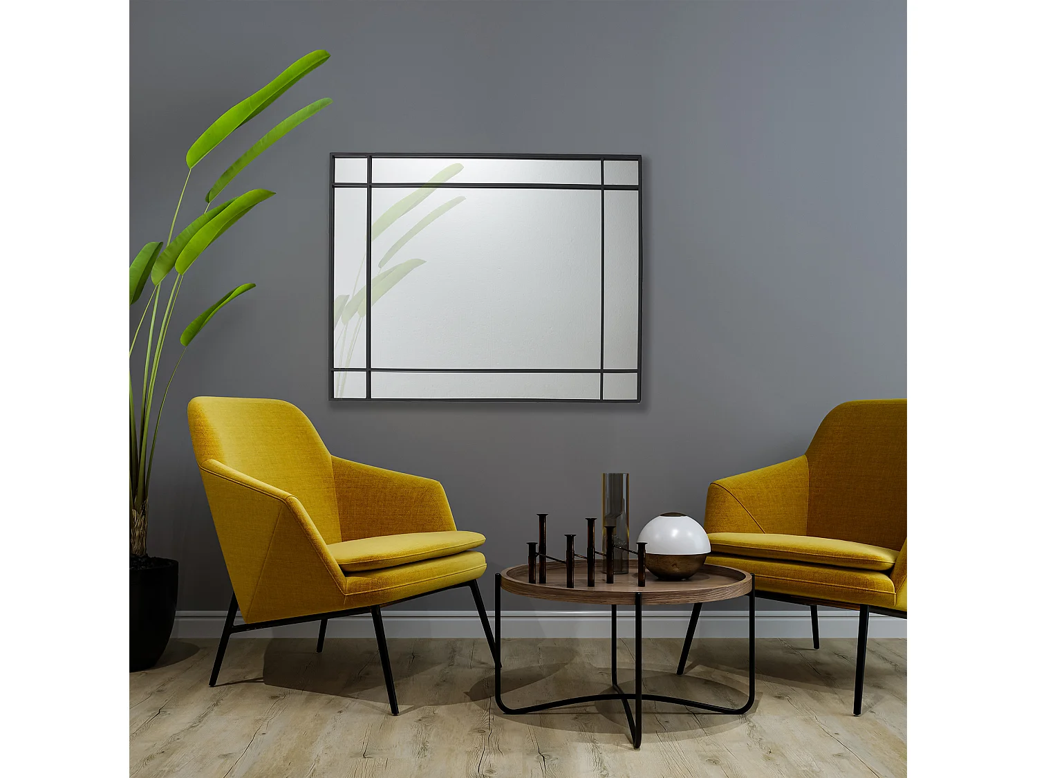 Miroir Rectangle Art Deco Noir Noir