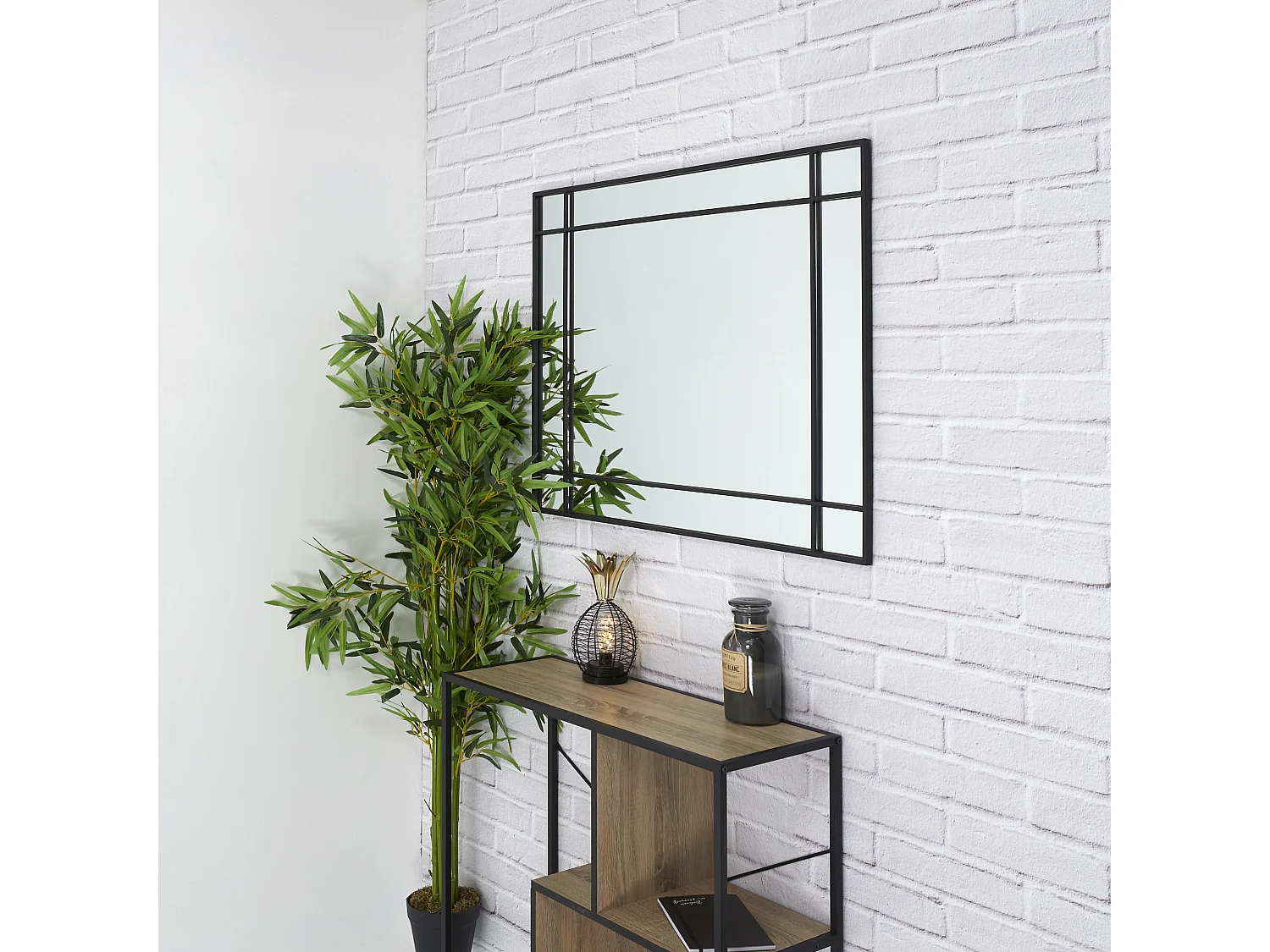 Miroir Rectangle Art Deco Noir Noir