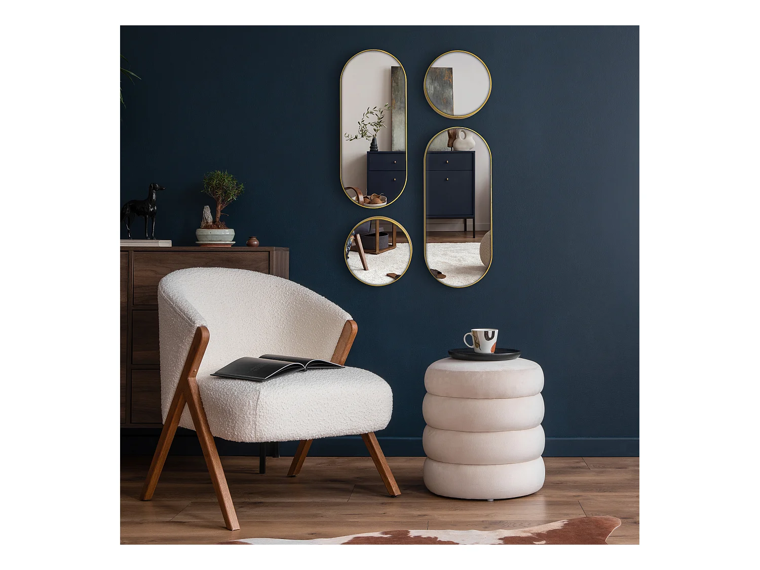 Miroir Deco Rond Et Ovale Versa X4 Or