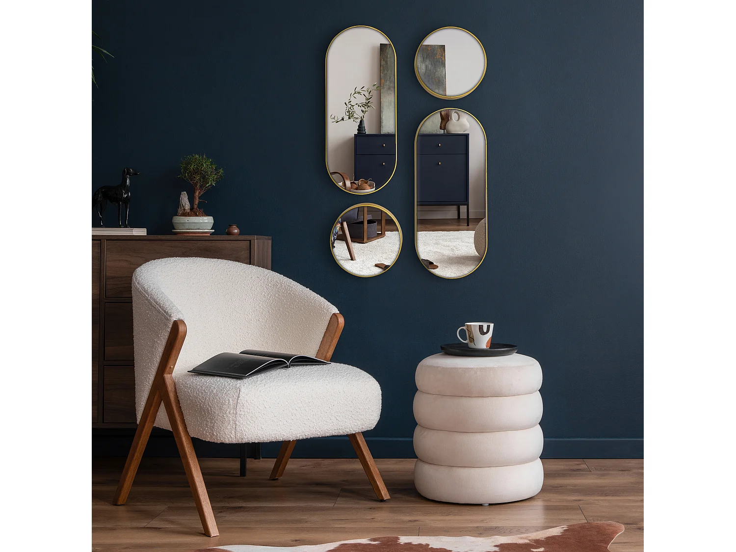 Miroir Deco Rond Et Ovale Versa X4 Or
