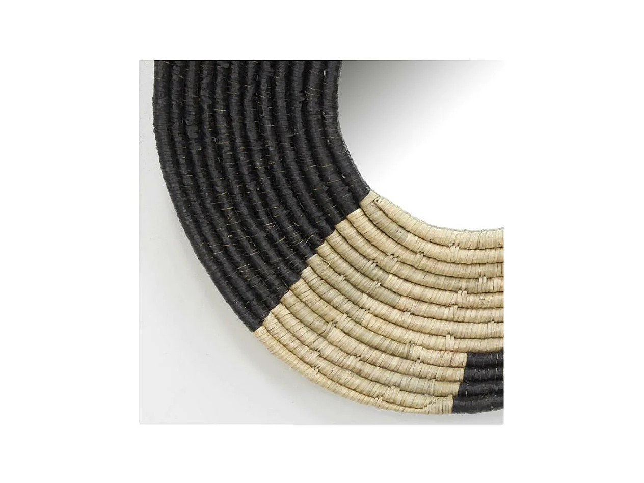 Miroir en jonc naturel et noir Etnik