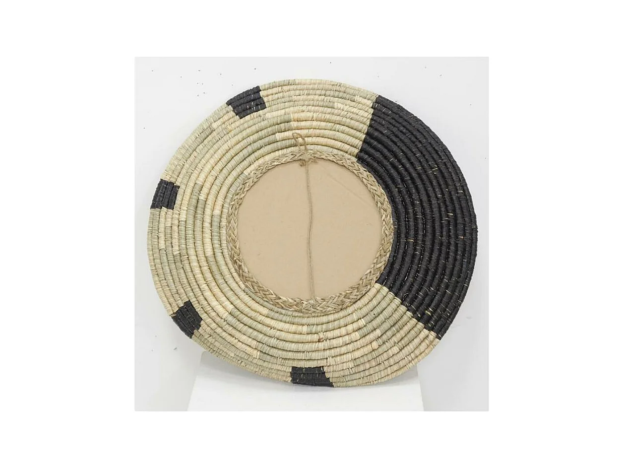 Miroir en jonc naturel et noir Etnik