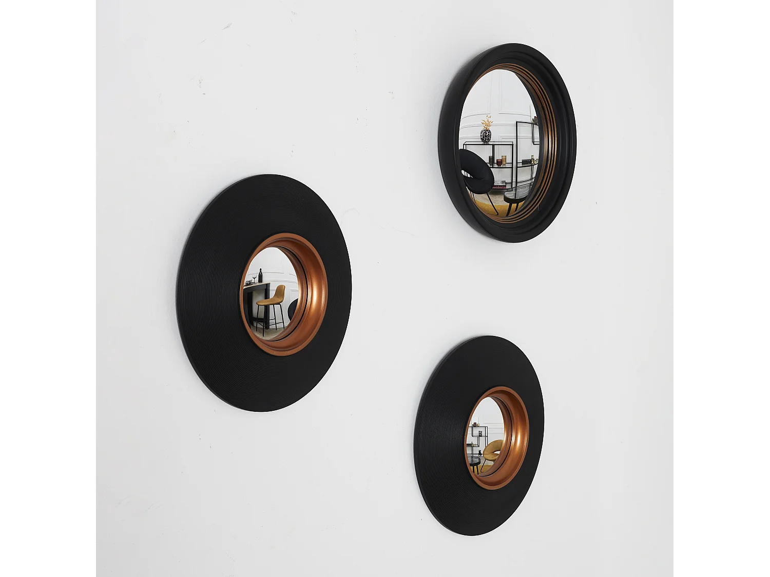 Miroir Convexe D25.5cm Oko X3 Noir, Or