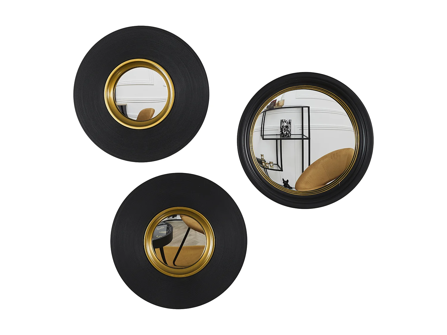 Miroir Convexe D25.5cm Oko X3 Noir, Or