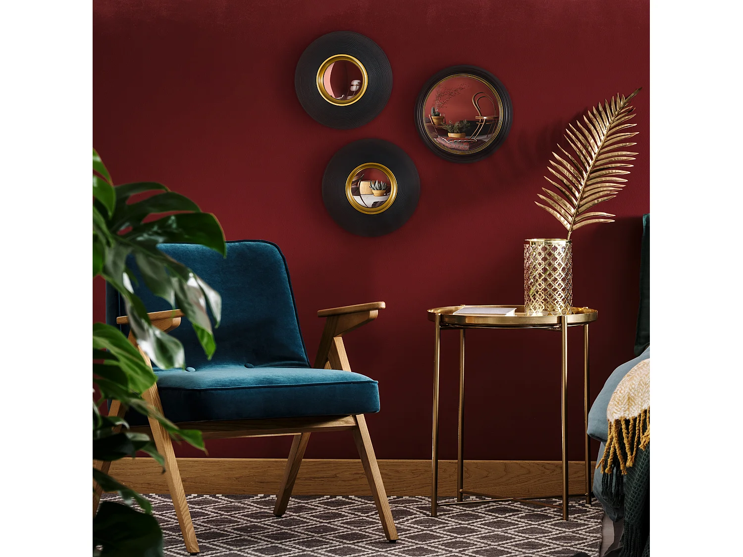 Miroir Convexe D25.5cm Oko X3 Noir, Or