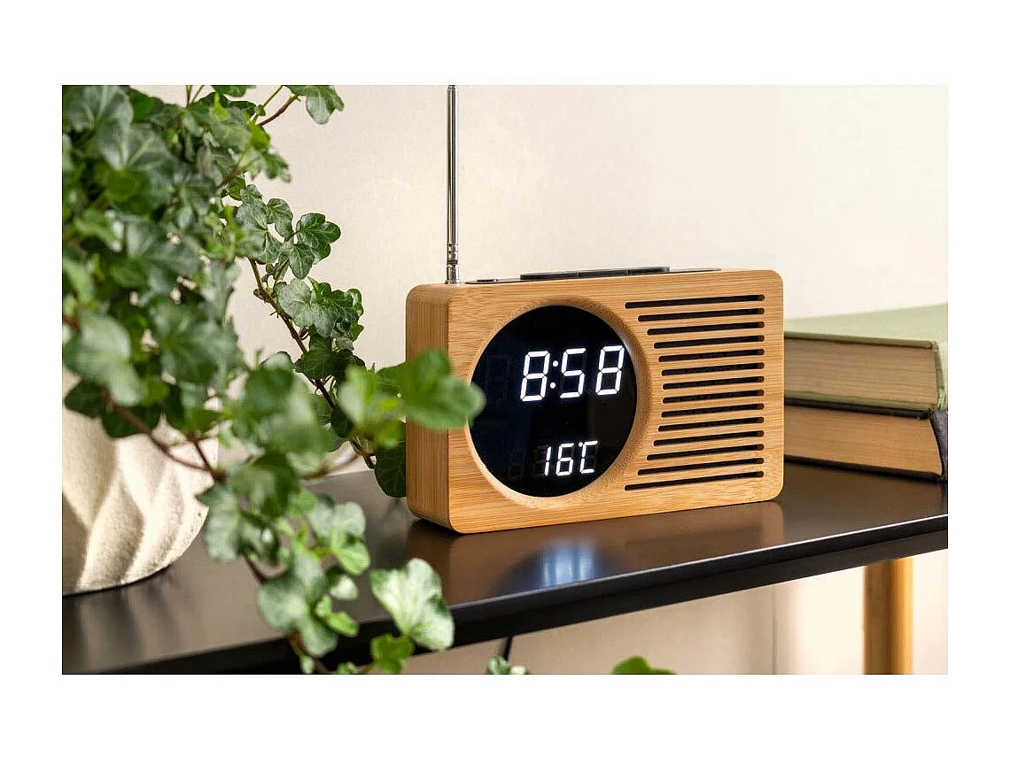 Radio réveil en bambou Retro