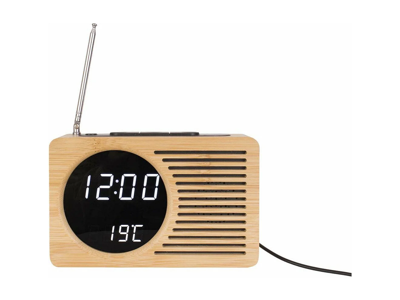 Radio réveil en bambou Retro