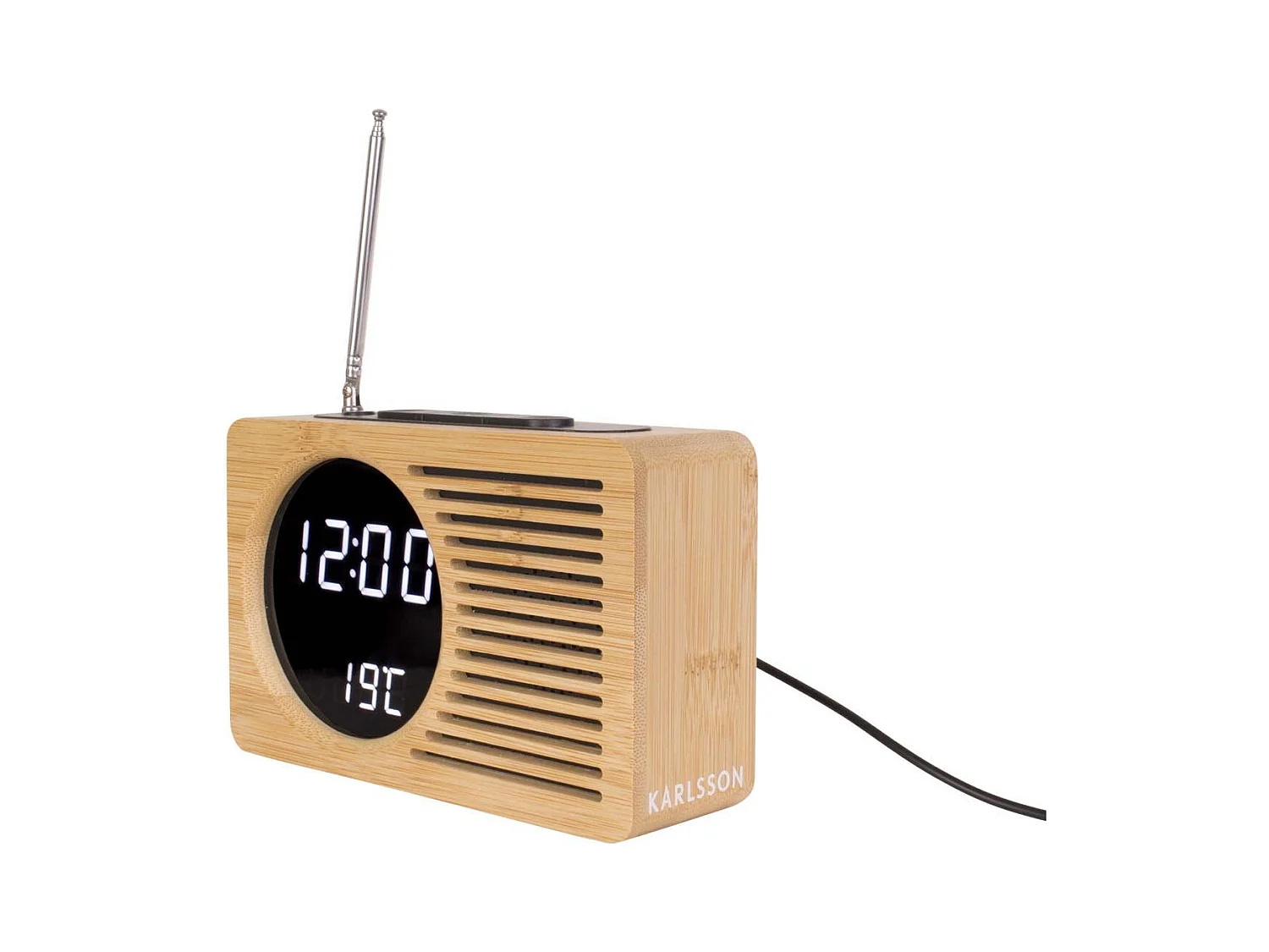 Radio réveil en bambou Retro