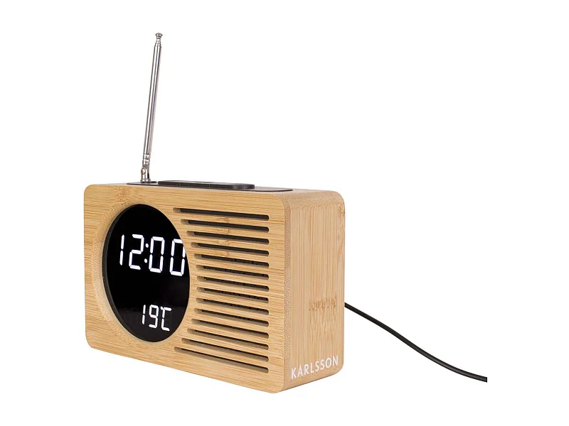 Radio réveil en bambou Retro