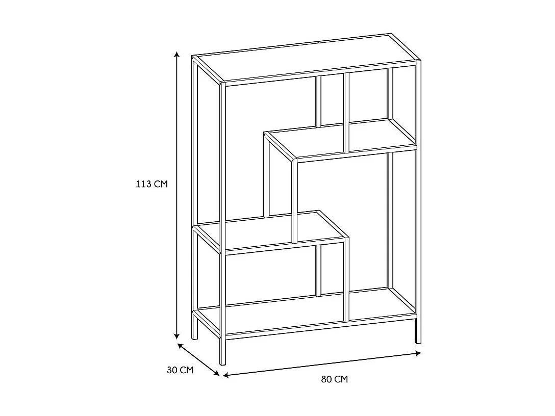 Etagere Edison Verre 80x30x113cm Noir