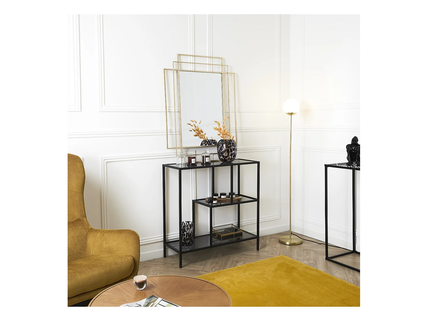 Etagere Edison Verre 80x30x79.5cm Noir