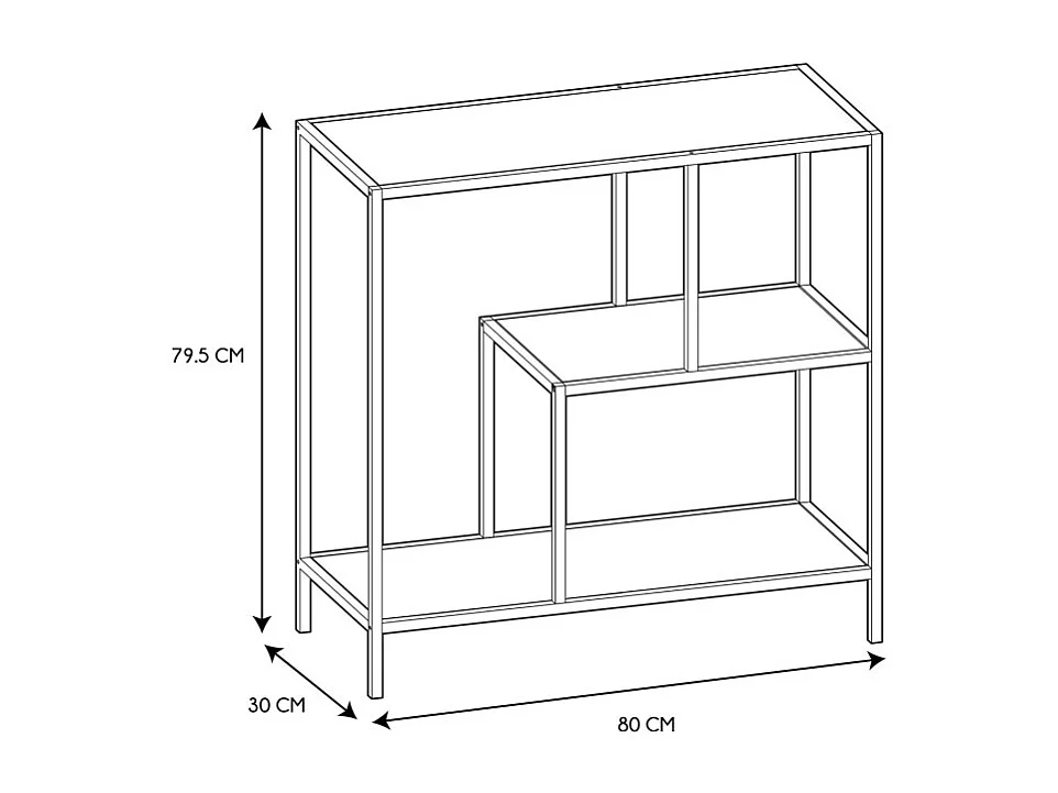 Etagere Edison Verre 80x30x79.5cm Noir