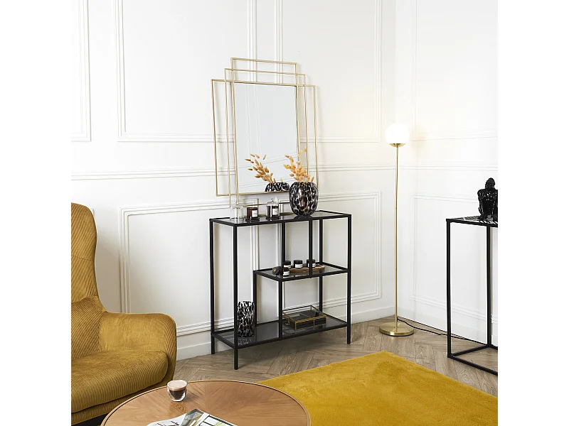 Etagere Edison Verre 80x30x79.5cm Noir