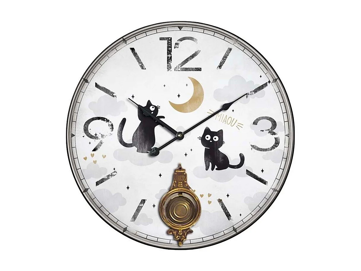Horloge avec balancier Chats 58 cm Deux chats