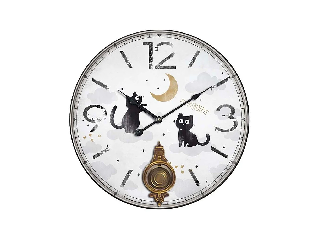 Horloge avec balancier Chats 58 cm Deux chats