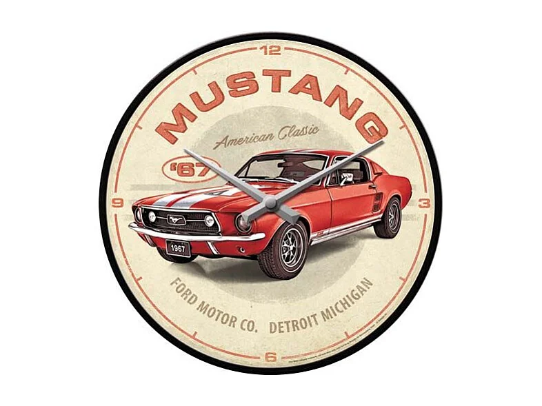 Horloge hublot en verre et métal Pub 31 cm Mustang rouge