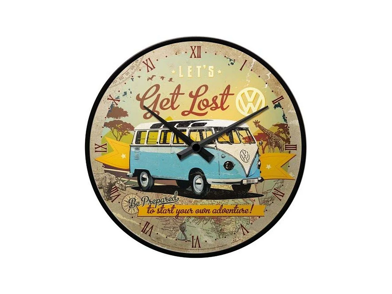 Horloge hublot en verre et métal Pub 31 cm Van VW Get Lost