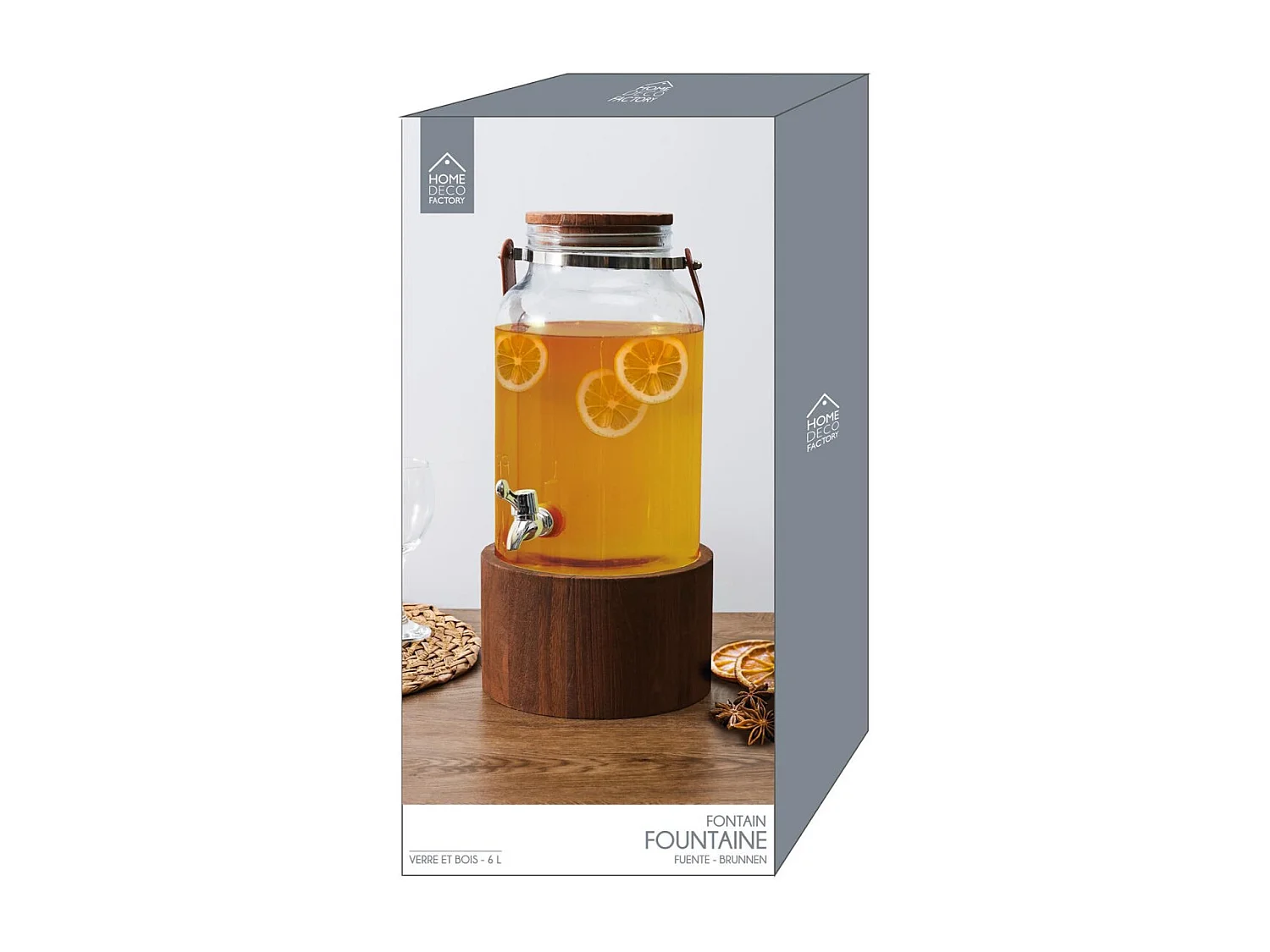 Trinkbrunnen 6 Liter mit Holzständer und Henkel