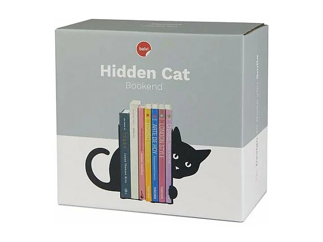 Fermalibro in metallo nero Animali Gatto