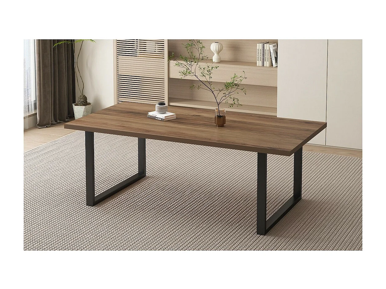 Table à manger EDWAR longueur 200cm en décor bois exotique mango, idéal pour une salle à manger conviviale