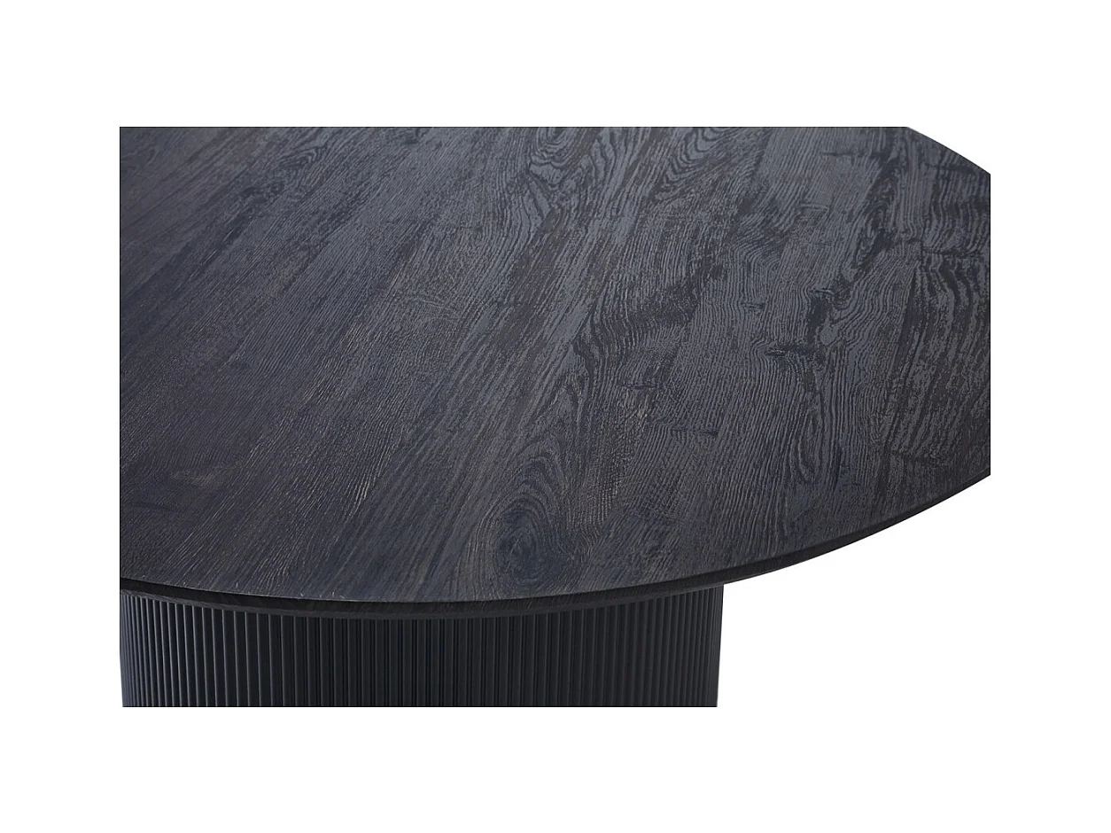 Table à manger ronde VAGOS effet bois brun foncé, idéal pour une salle à manger conviviale