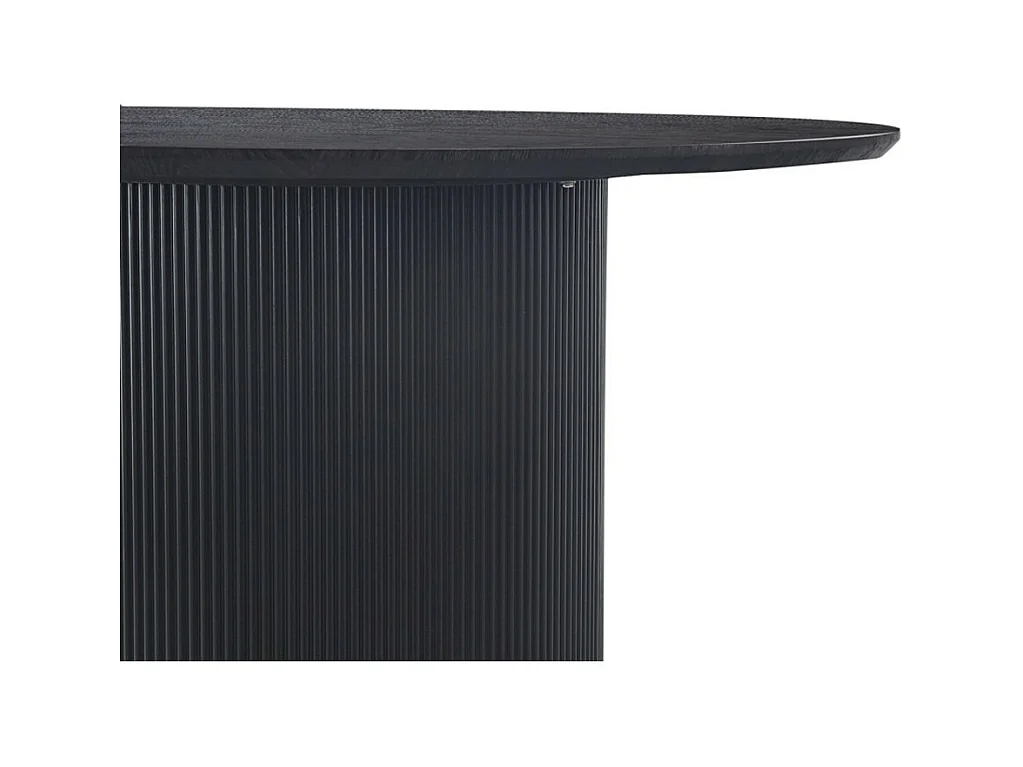 Table à manger ronde VAGOS effet bois brun foncé, idéal pour une salle à manger conviviale