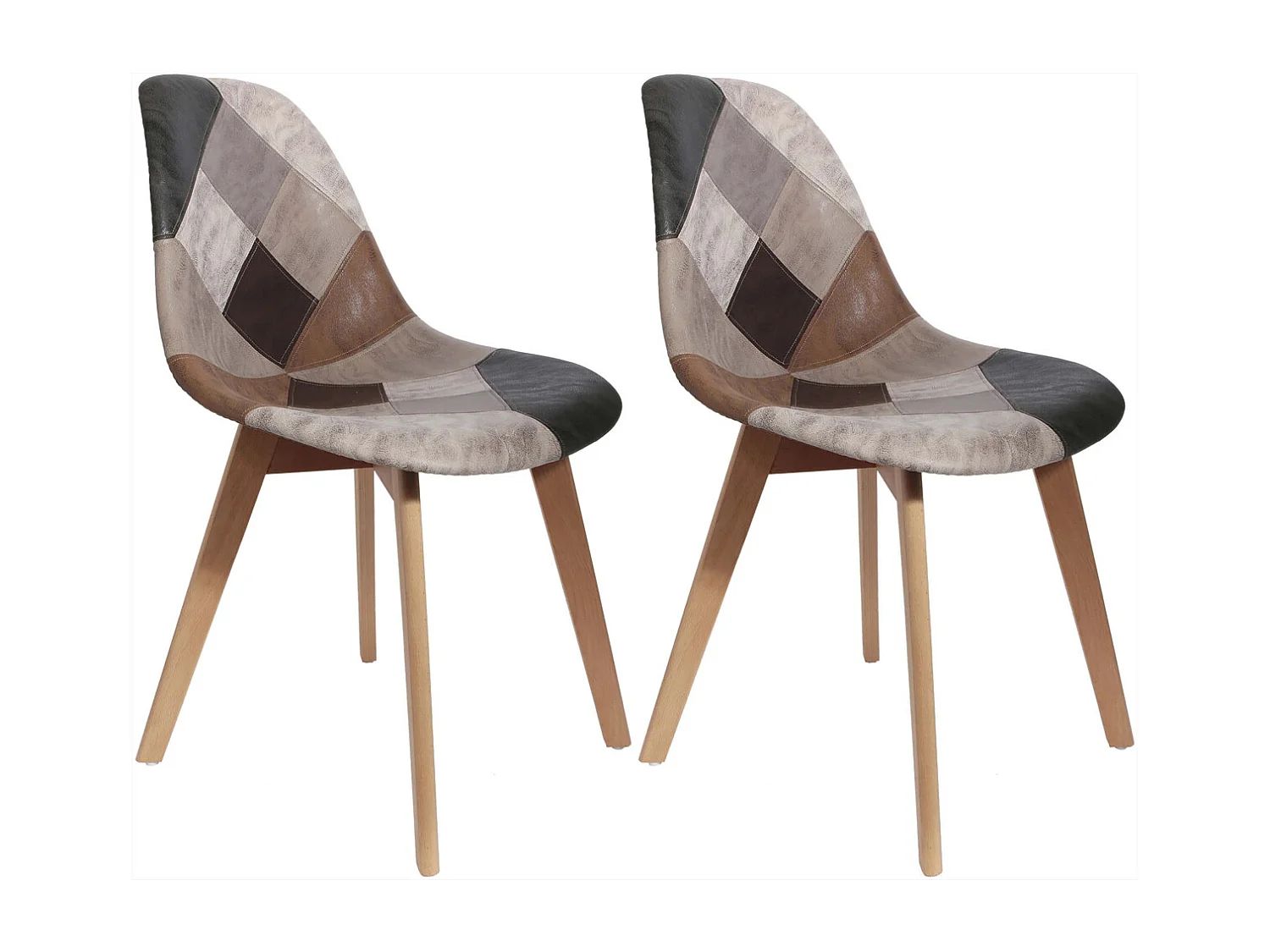 Chaise en bois de hêtre et polypropylène Patchwork (Lot de 2)