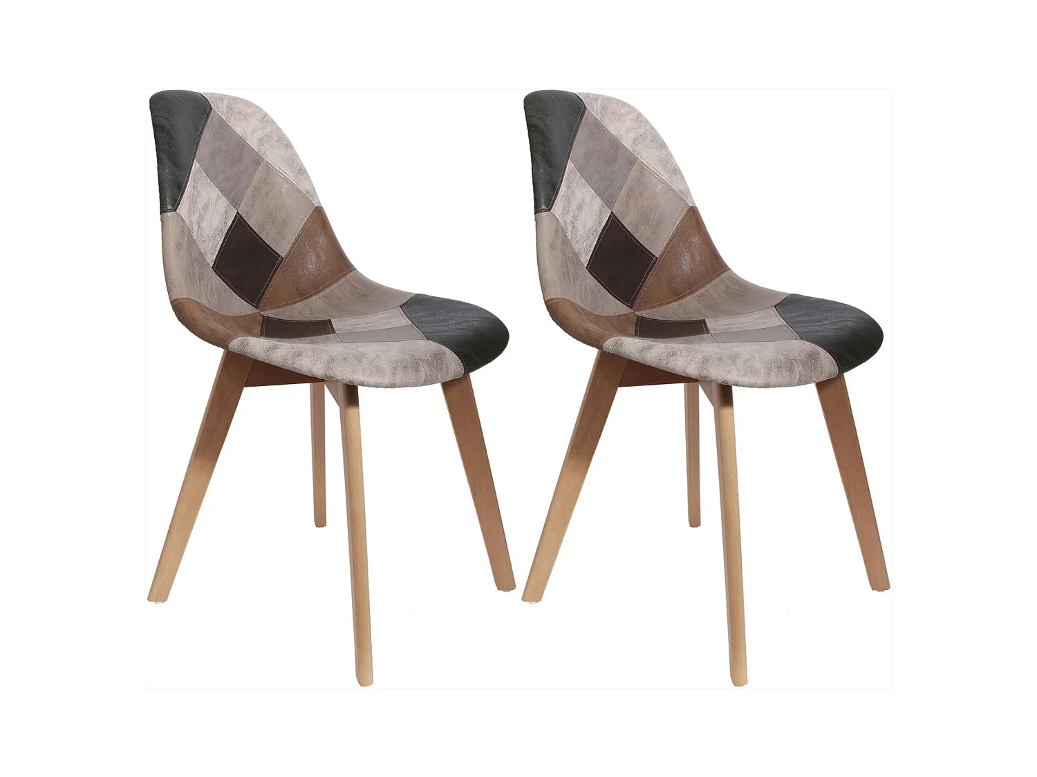 Chaise en bois de hêtre et polypropylène Patchwork (Lot de 2)