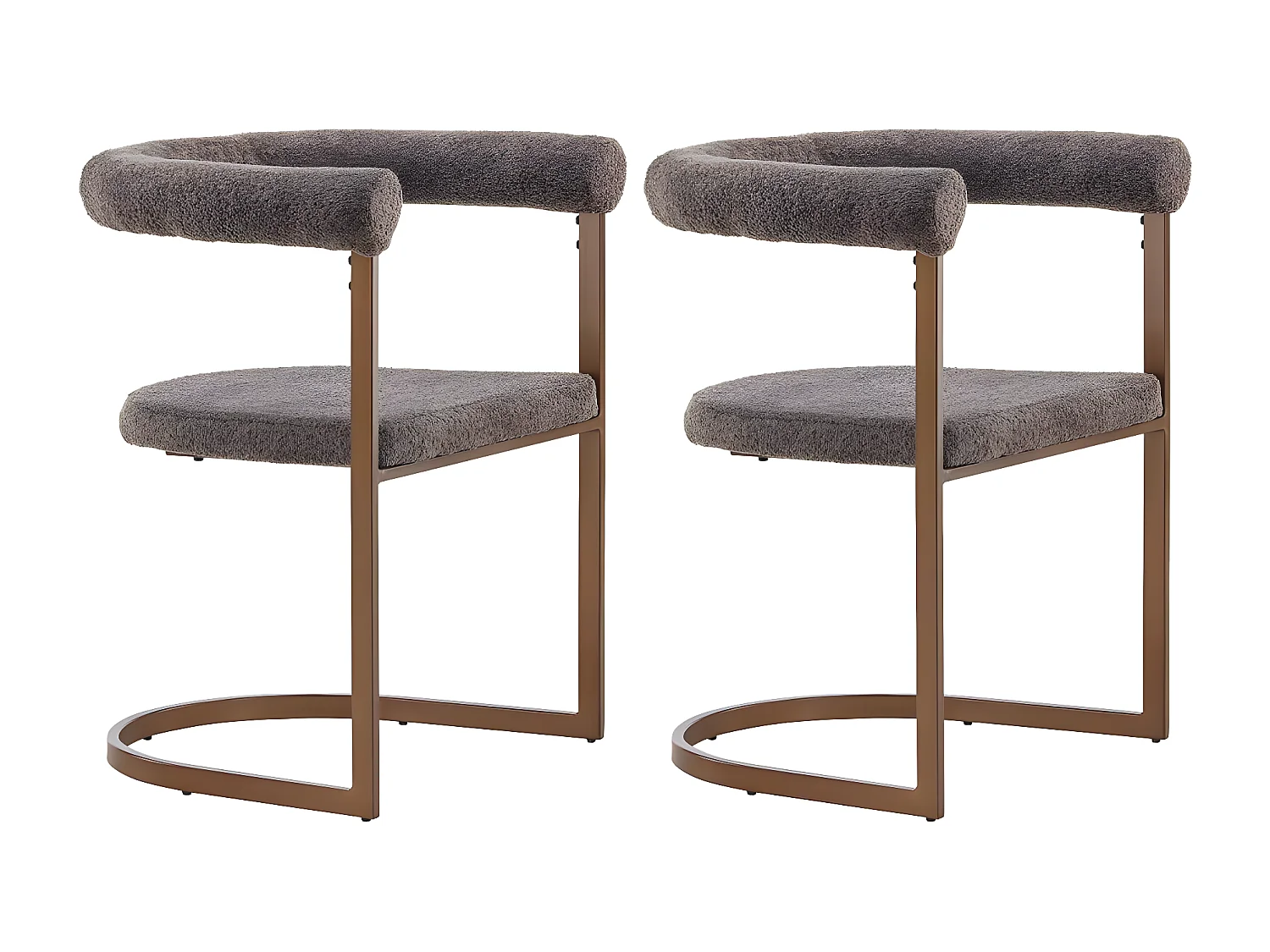 Chaise en tissu bouclette et acier marron Morning (Lot de 2)
