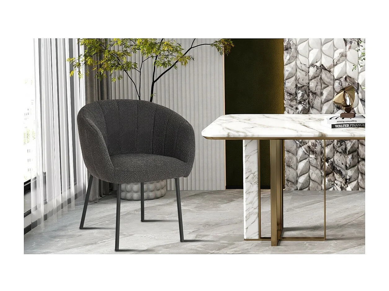 Stuhl SEVILLE Schlingenstoff Grau, Maße H79 x L57 x T62, ideal für Ihre Küche oder Ihr Esszimmer.