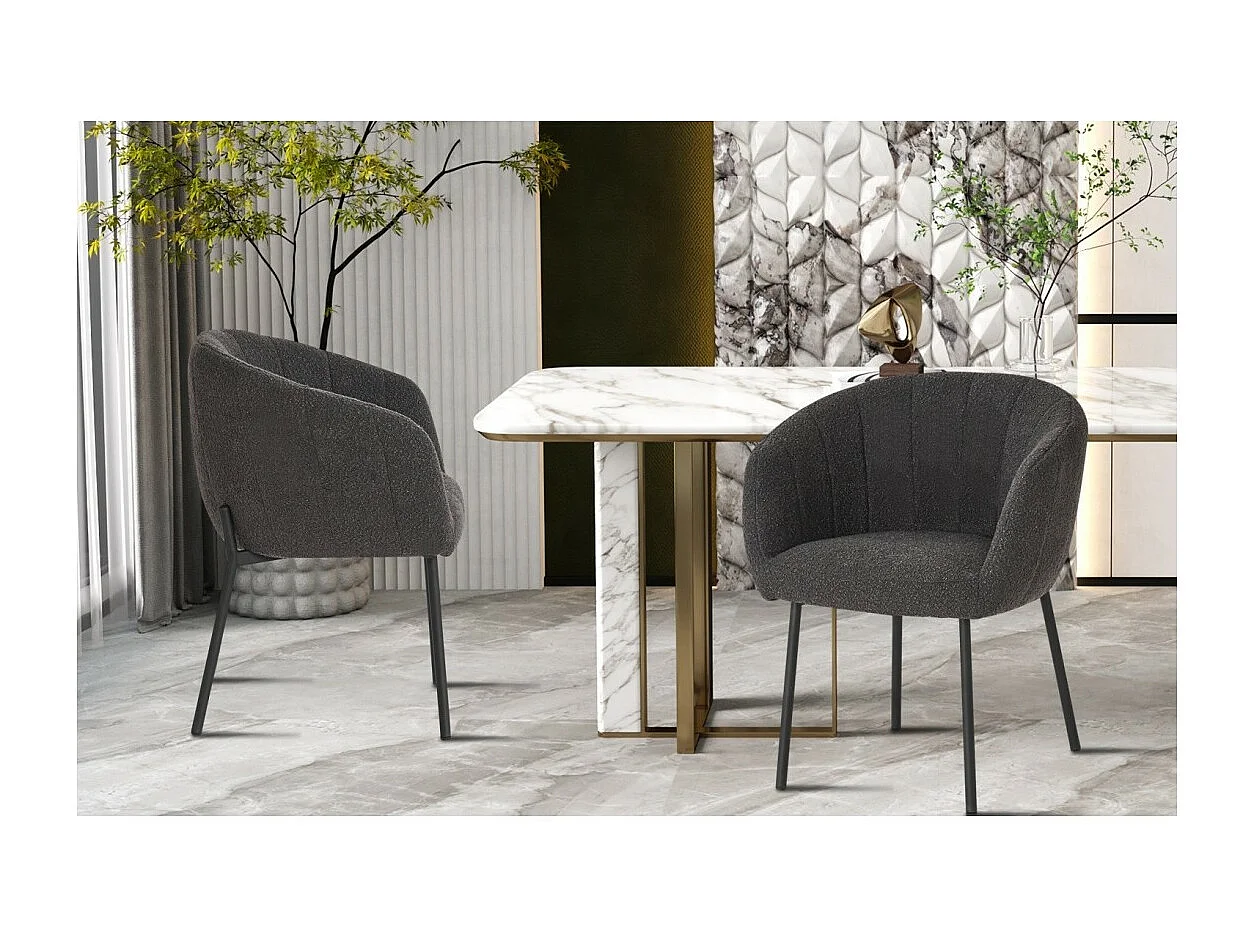Stuhl SEVILLE Schlingenstoff Grau, Maße H79 x L57 x T62, ideal für Ihre Küche oder Ihr Esszimmer.