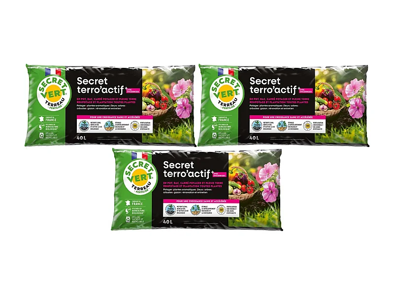 Terreau bio actif 40 litres Lot de 3