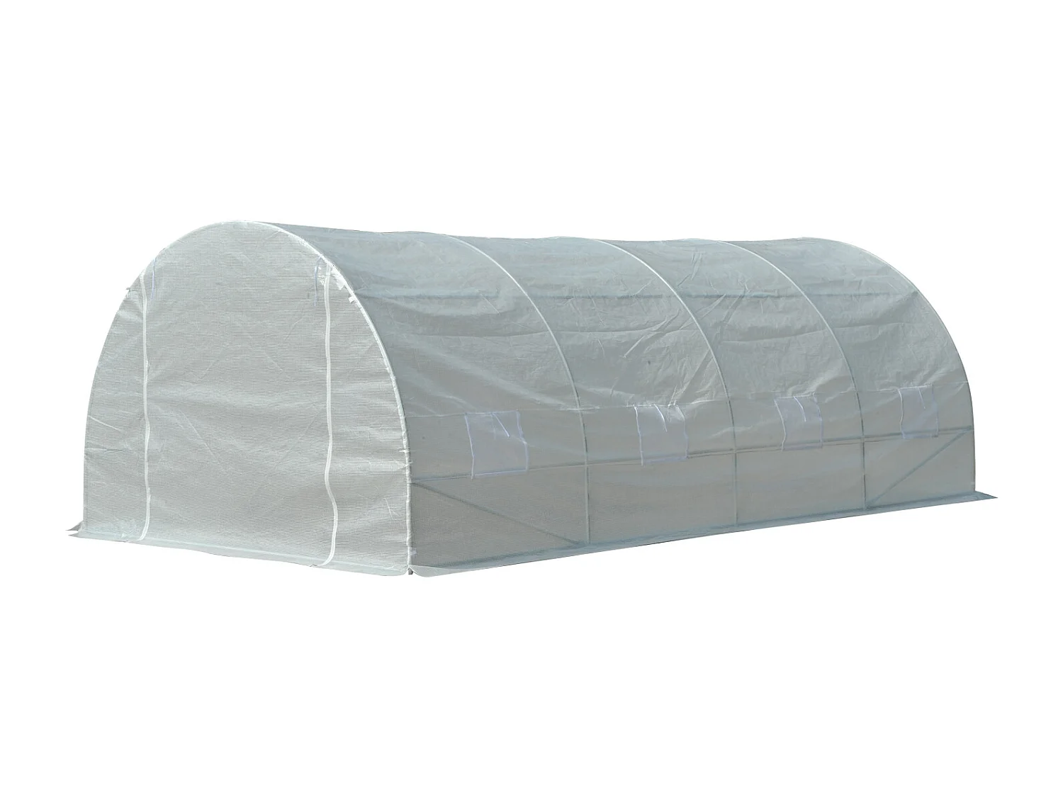 Serre de jardin tunnel surface sol 18 m² 6L x 3l x 2H m châssis tubulaire renforcé 24 mm 8 fenêtres blanc