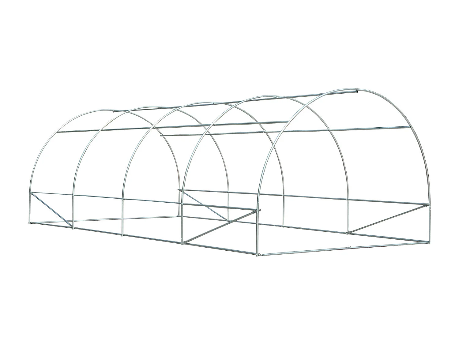 Serre de jardin tunnel surface sol 18 m² 6L x 3l x 2H m châssis tubulaire renforcé 24 mm 8 fenêtres blanc