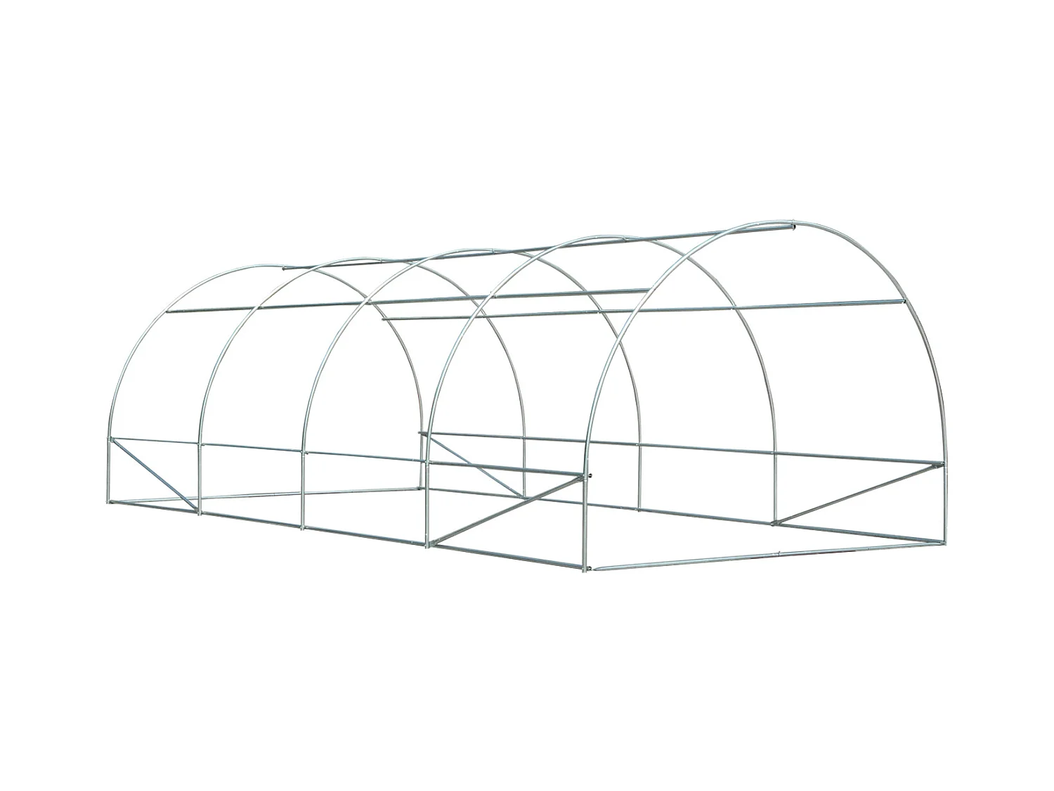 Serre de jardin tunnel surface sol 18 m² 6L x 3l x 2H m châssis tubulaire renforcé 24 mm 8 fenêtres blanc